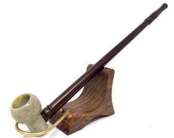 Handcarved Pearwood Churchwarden Pipe – 11" Gandalf Style, Detachable Bowl