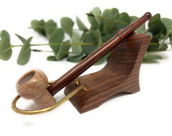 Handmade Stone Bowl Tobacco Pipe with Ebony Stem (6 inch)