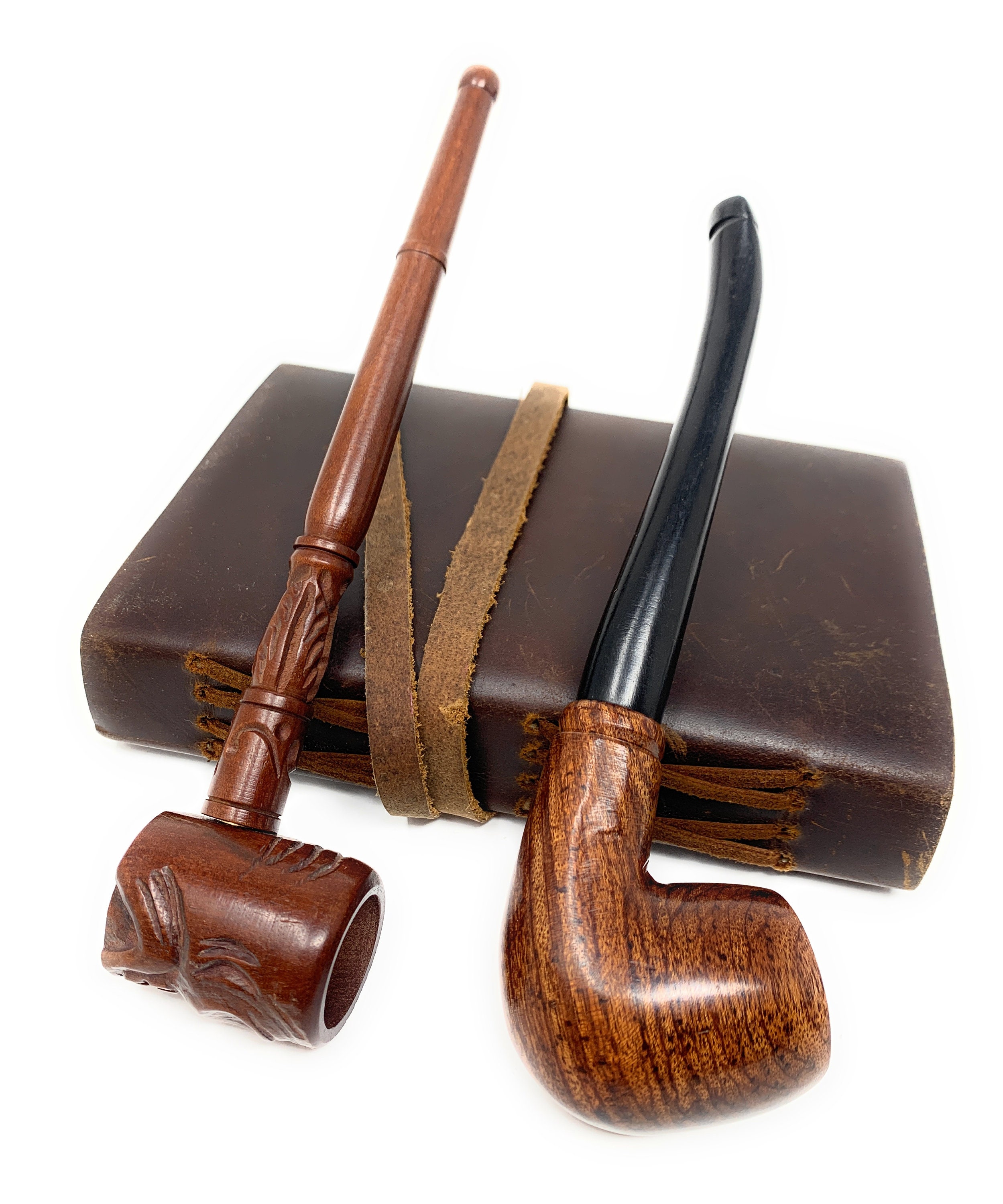 Set of 2 Hand Carved His & Her Tobacco Pipe Lot 8 Inch Long Etsy