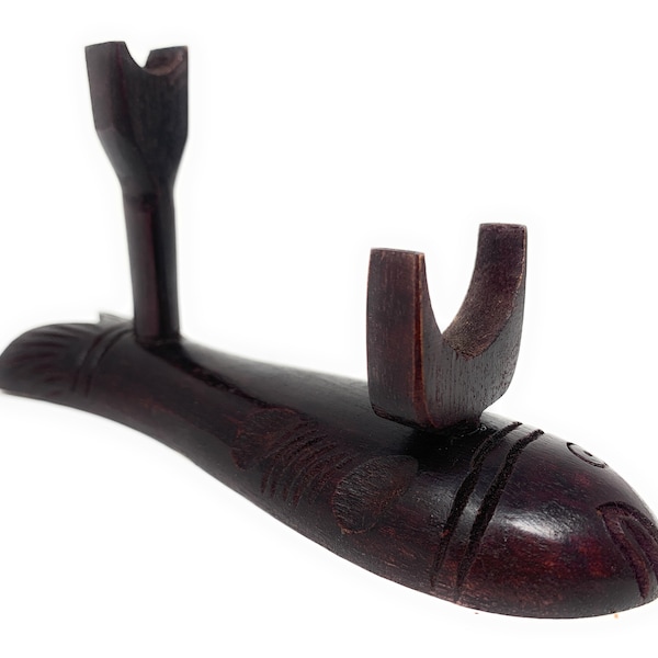 Matchpipe Churchwarden Tobacco Pipe Stand Fish Hand Carved Stand - Made specifically for Long stem Pipe 5 inches or Longer Pipes