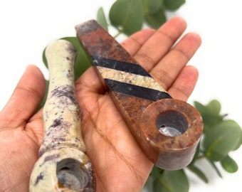 Handmade Stone Tobacco Pipe Set – Unique Carved Design, His & Hers