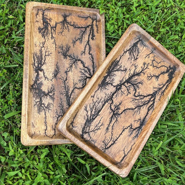 Fraktal Gebranntes Holz Tablett: Nachttisch Organizer (11 x 7 zoll)