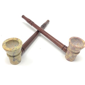 Handmade Tobacco Pipe Set of 2 tobacco Pipes- 6 inch long Tobacco Pipes GIft Set - wood detachable cone shaped bowl tobacco Pipe Set