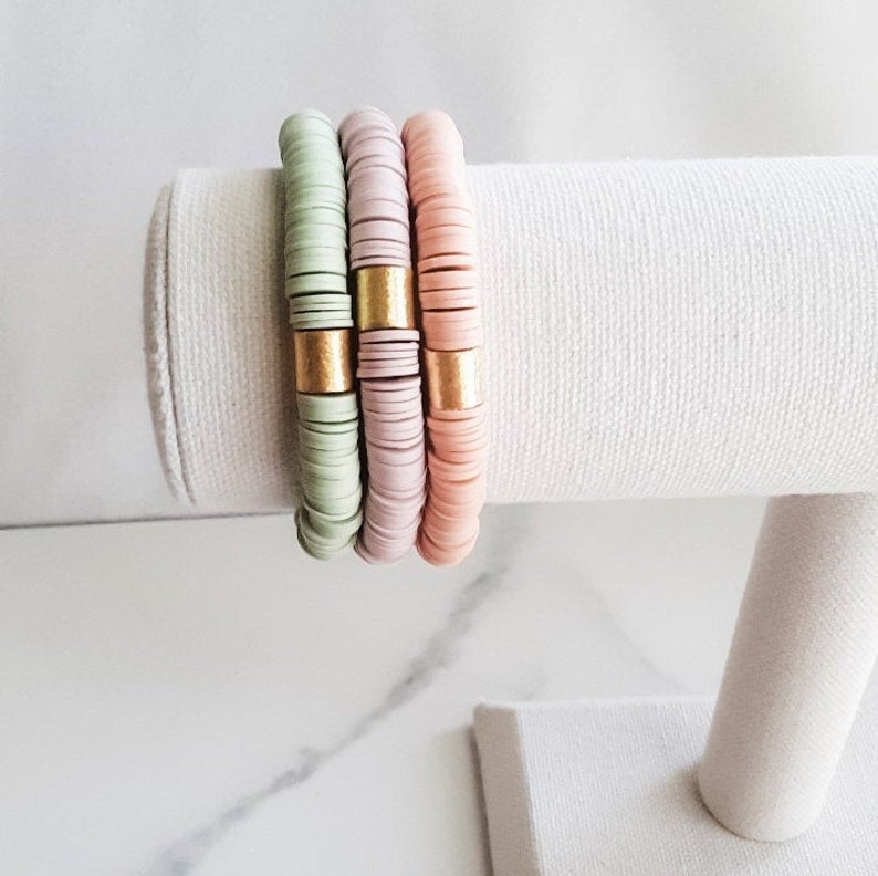 Vinyl Heishi Disc Bracelets Bracelet Stacks African Vinyl image 0