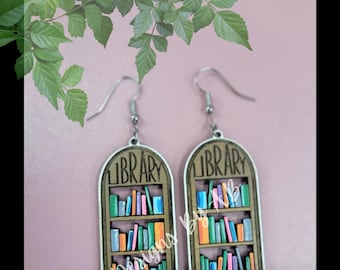 Bookshelf Earrings SVG/ Bookcase File/ svg design/ Book Earring