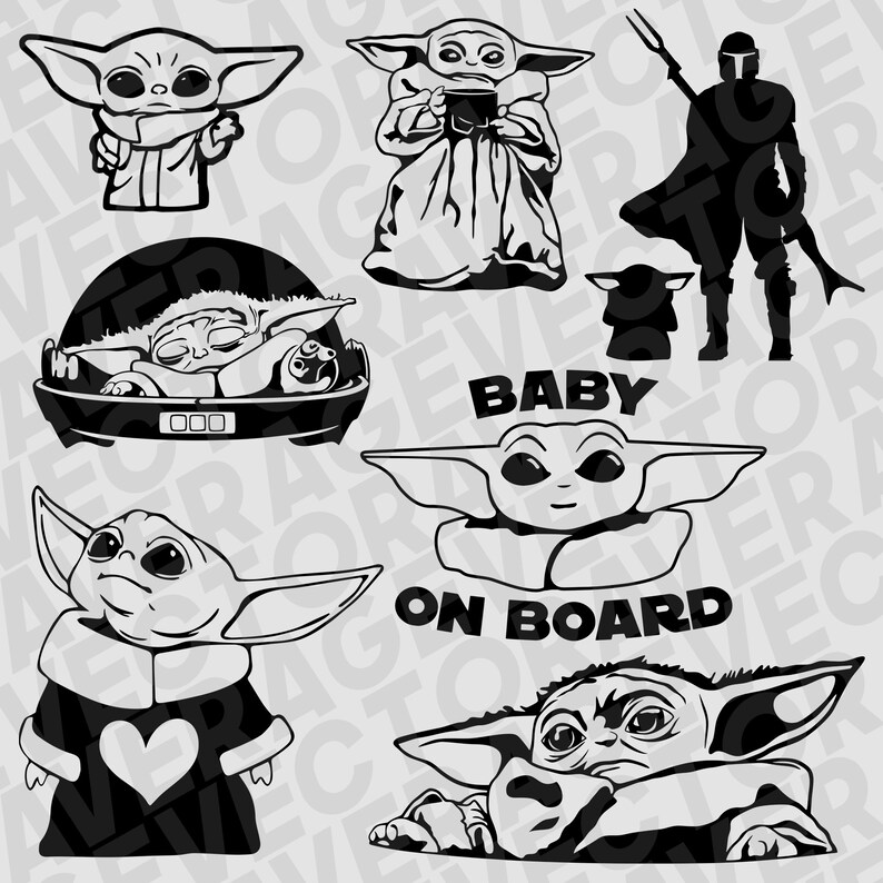 Download 15 PACK Baby Yoda Bundle Mandalorian SVG Star Wars dxf | Etsy