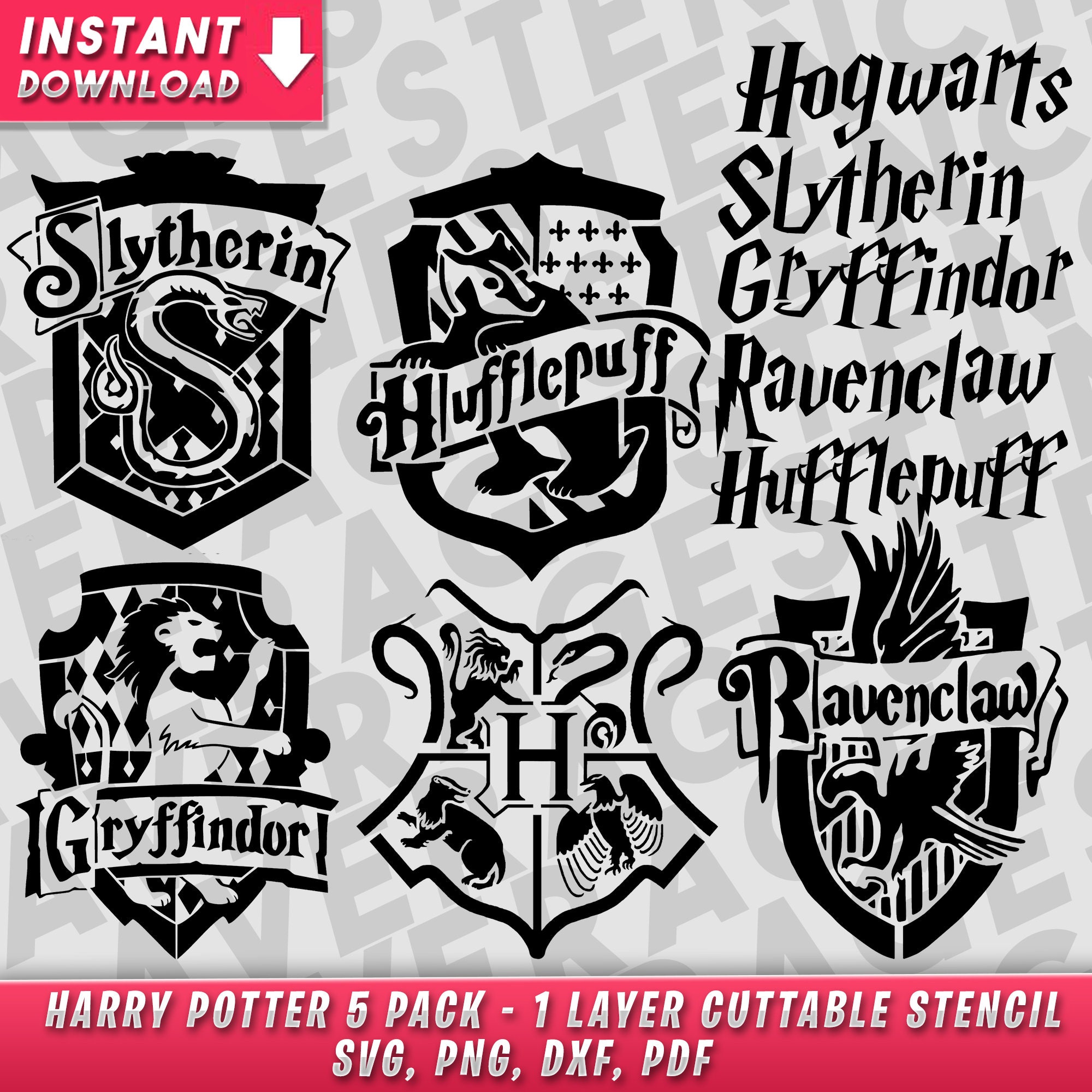Harry Potter House Crest 10 pack SVG clip art 1 cut | Etsy