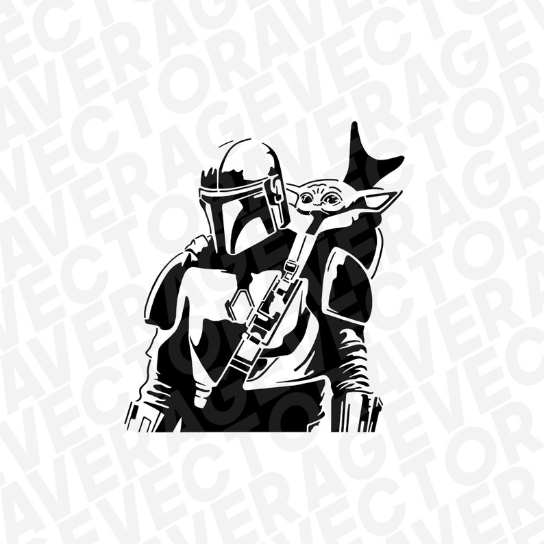 Download Digital Star Wars The Mandalorian Baby Yoda 1-Cut Stencil ...