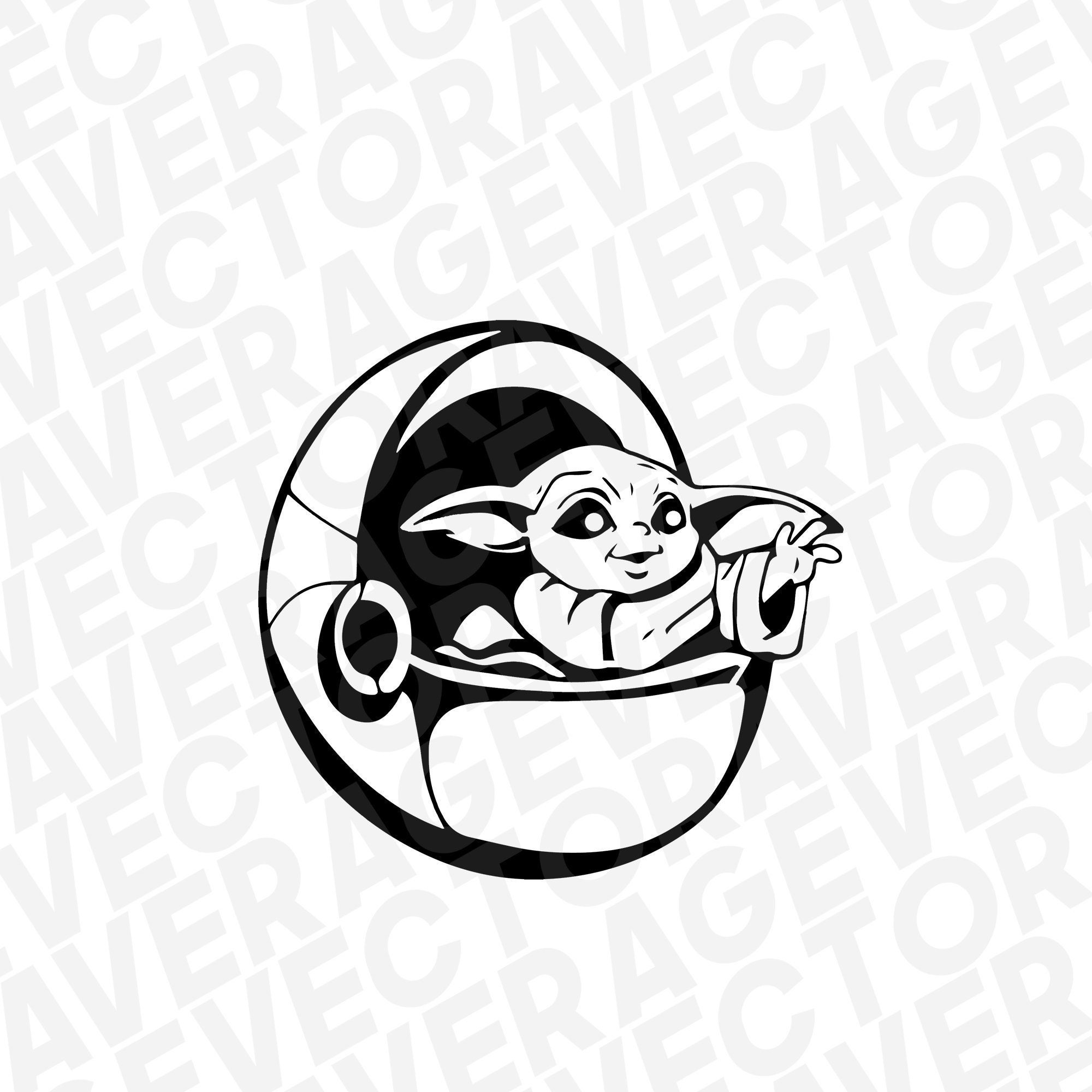 Download Digital Baby Yoda The mandalorian Star Wars 1-Cut Stencil ...