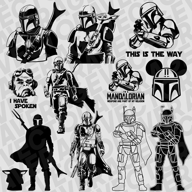 Download 18 PACK Mandalorian Bundle Baby Yoda SVG Star Wars dxf | Etsy