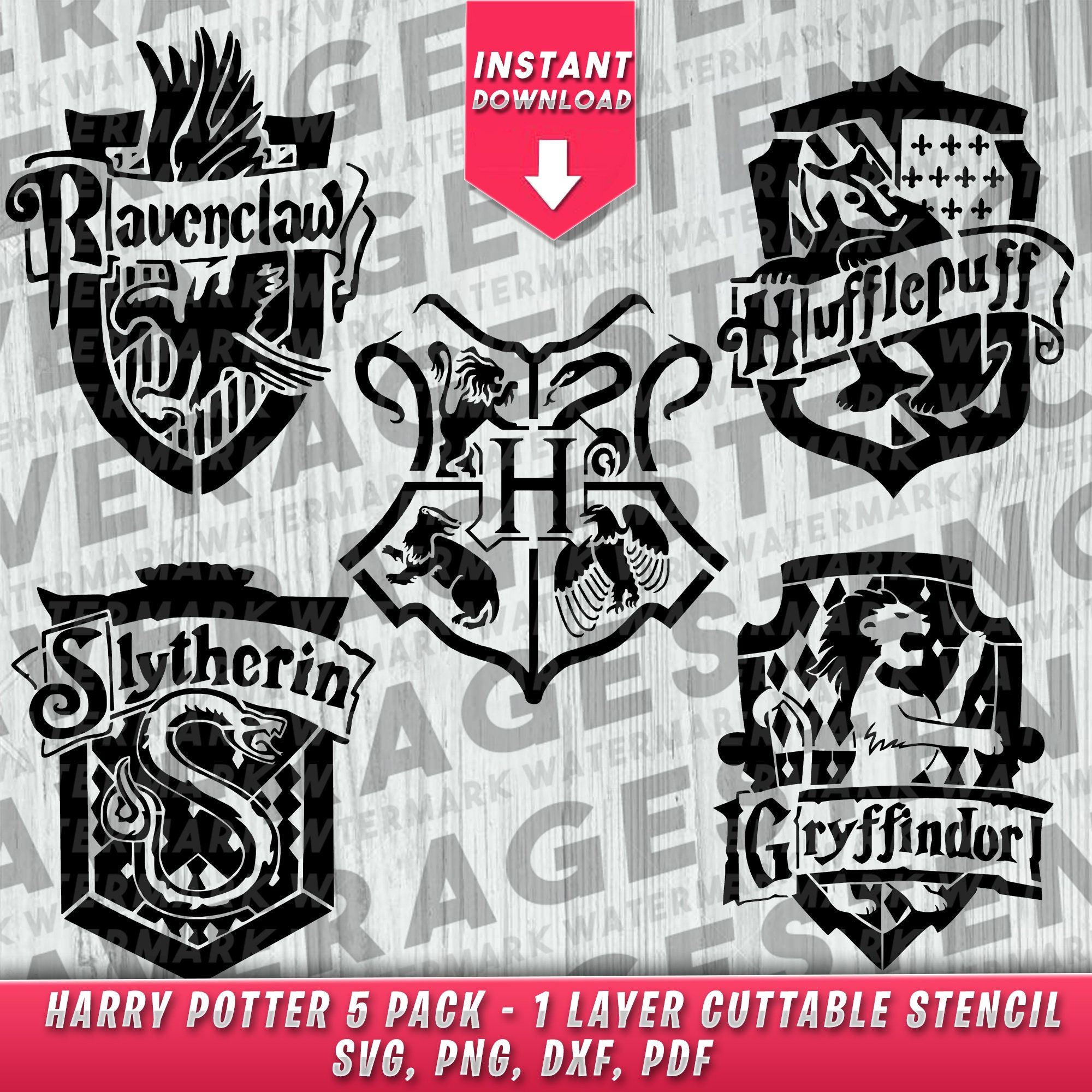 Harry Potter House Crest 10 pack SVG clip art 1 cut | Etsy