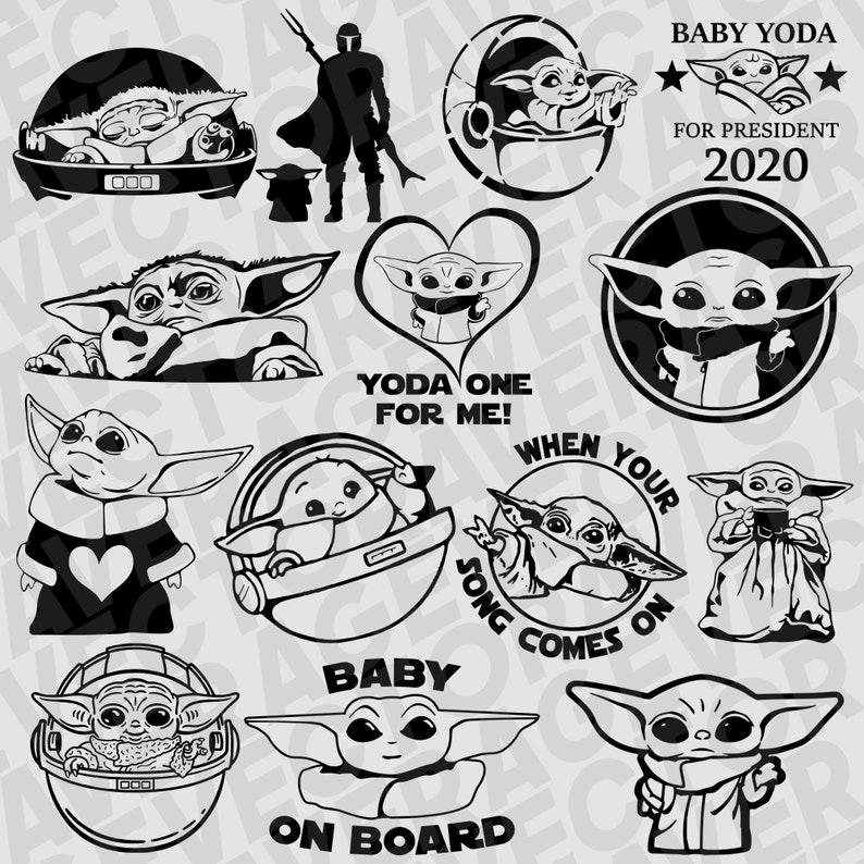 Free Free 285 Stencil Baby Yoda Outline Svg SVG PNG EPS DXF File