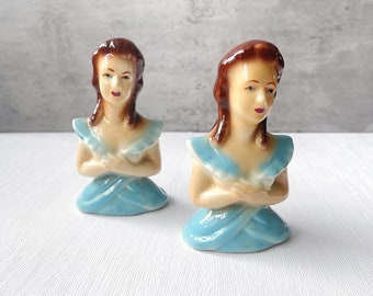 Marwal Vintage Head Figurine Ceramic Bust Woman 1960s Retro Mid