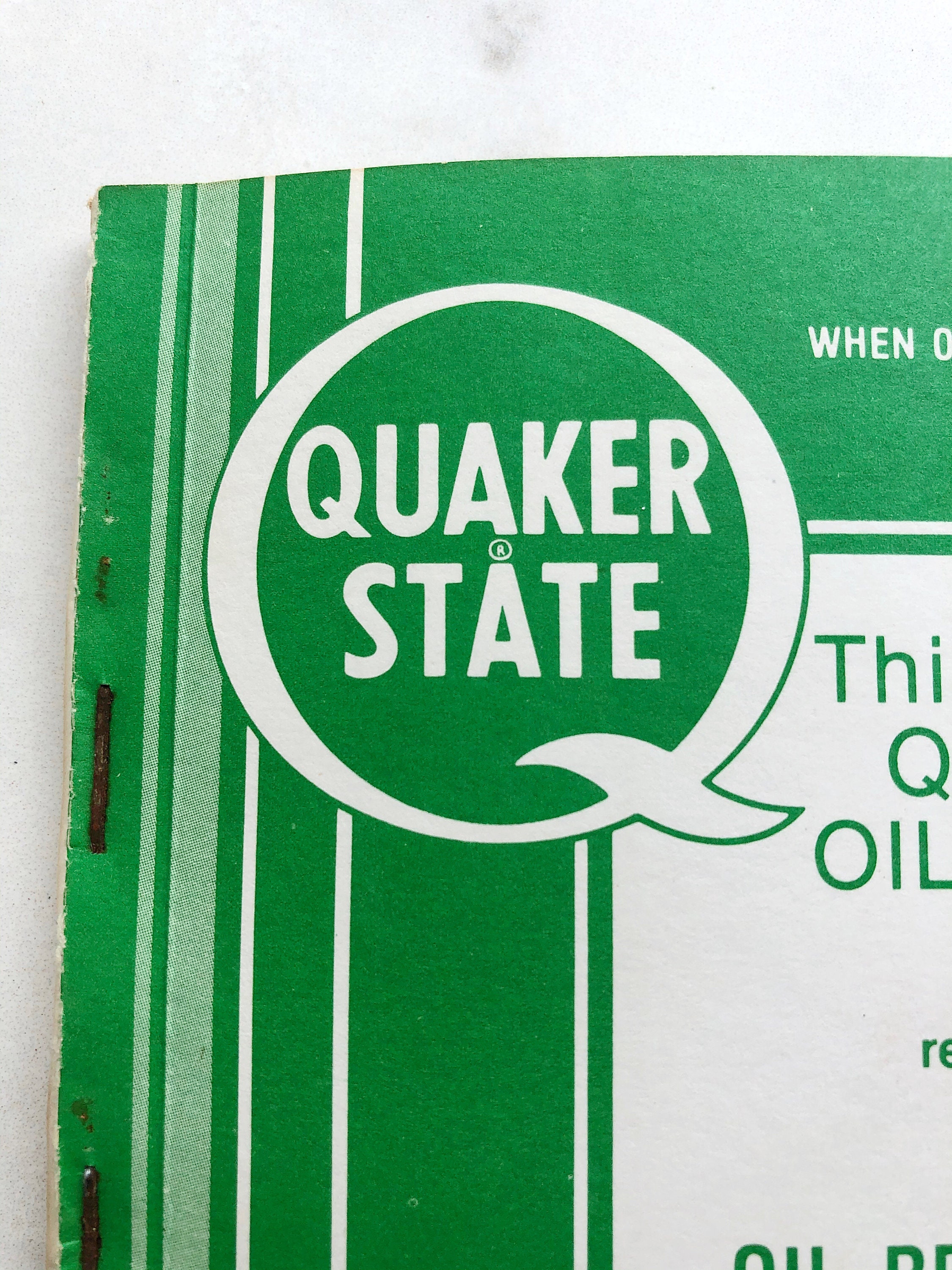 Vintage 1950s Quaker State Oil Change Tab Booklet Etsy Nederland