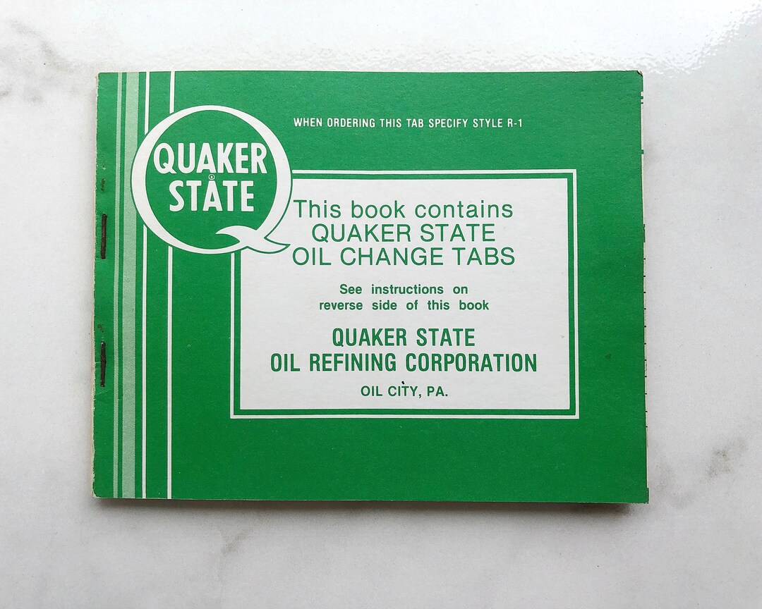 Vintage 1950s Quaker State Oil Change Tab Booklet Etsy
