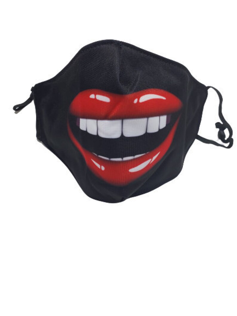 SMILE LIPS MASK Red Lips Mask Graphic Face Cover Smiley Etsy