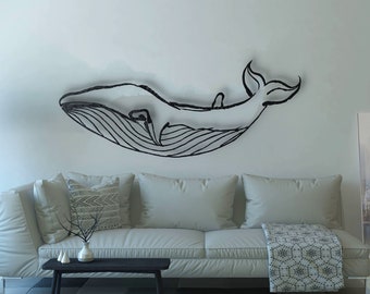 Forged Whale, Metal Whale Wall Art,  Black Whale