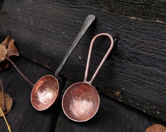 Forged copper coffee tea spice spoon scoop