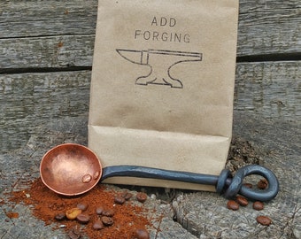 Forged copper coffee tea spice scoop