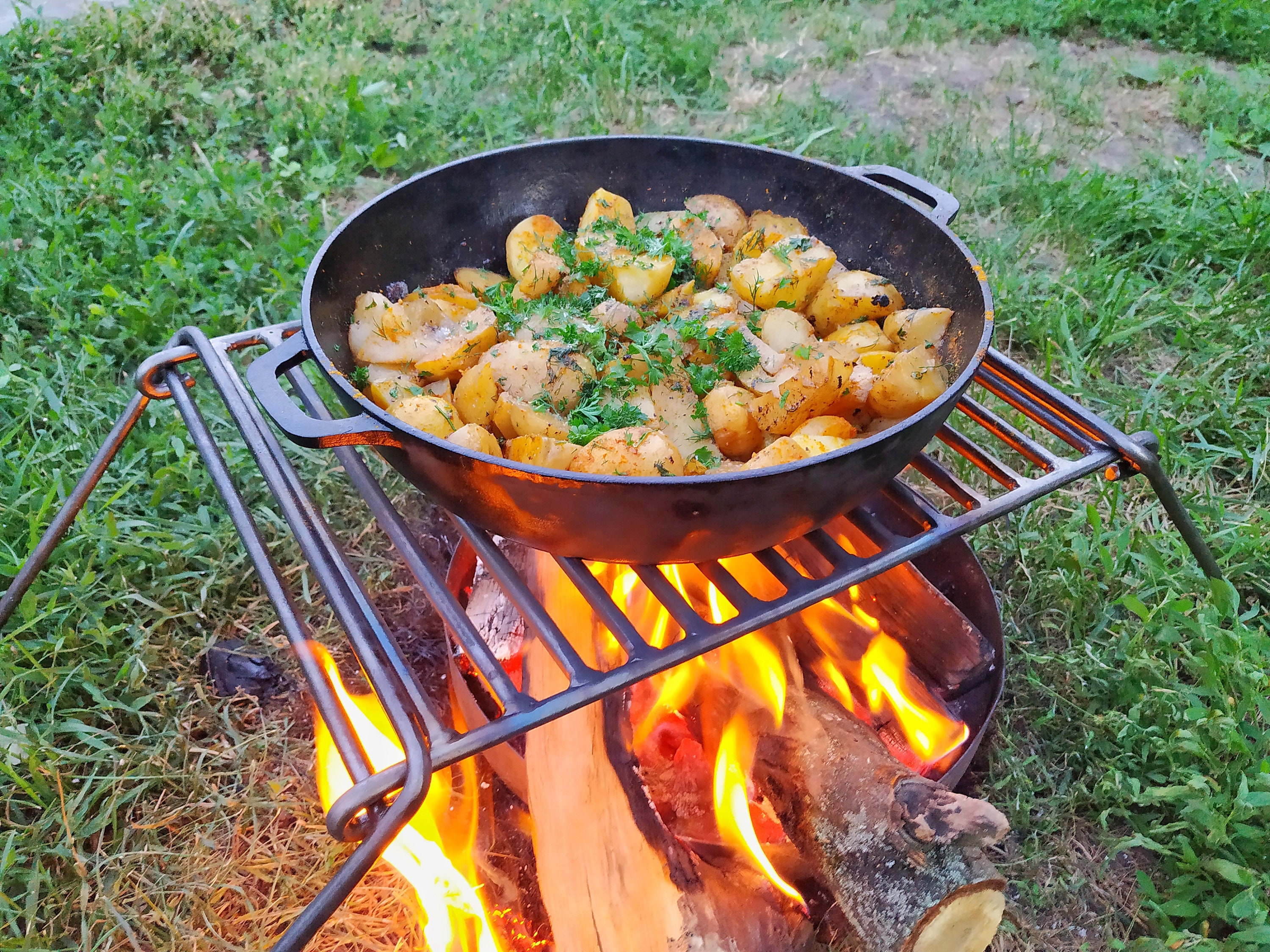 Campfire Stand, Heavy Duty 3 Legged for Fire Pits, Wood Cooking, Backyard  Camping. Holds 120 Lbs Perfect Flat Bottom, Bushcraft Cooking 