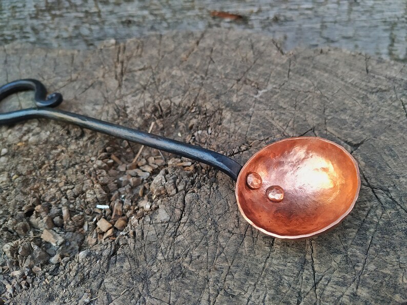 Steel and Copper Coffee Tea Scoop Spoon Etsy