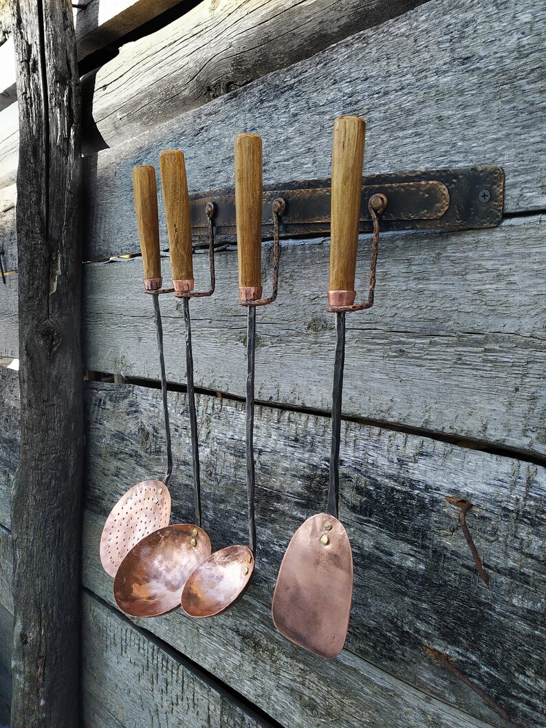 Copper Kitchen Set Copper Cooking Utensils Etsy