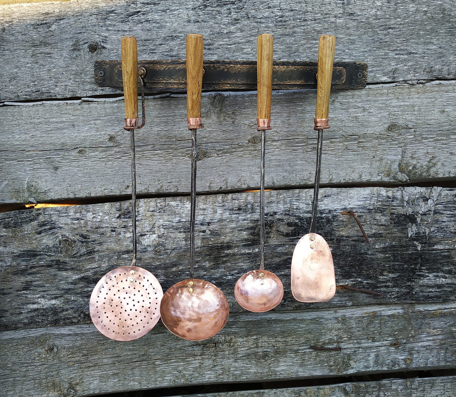 Copper Kitchen Set Copper Cooking Utensils Etsy