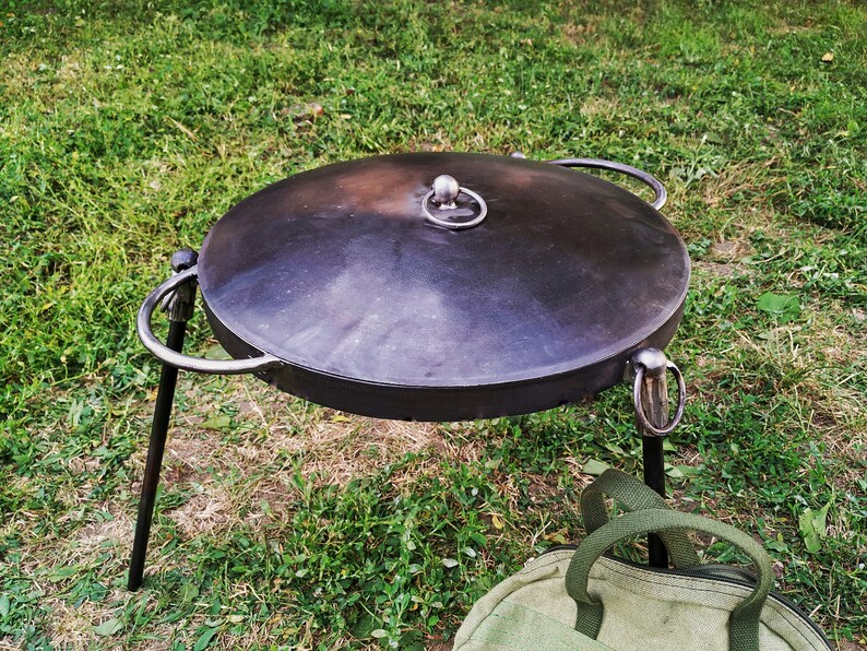 Metal frying pan Camp fire Skillet with legs Etsy