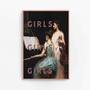 Girls Girls Girls Print, Digital Download Art Printable Art Portrait Art Printable Wall Art, Quote Art, Modern Painting Downloadable Prints