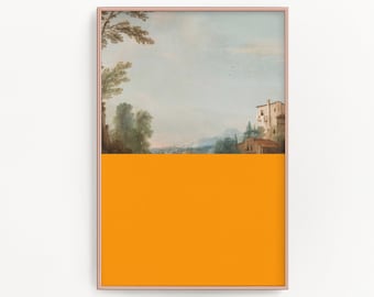 Altered Antique Landscape Art Print, Eclectic Collage (Digital Download)
