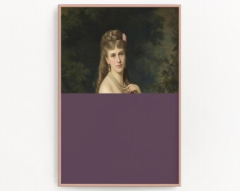 Altered Art Vintage Portrait Painting, Quirky Gallery Wall Decor (Digital Download)