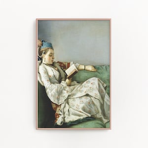 Woman Reading a Book Print, Downloadable Prints, Bookish Gifts Reader Decor Antique Oil Painting Vintage Fashion Wall Art Printable Artwork