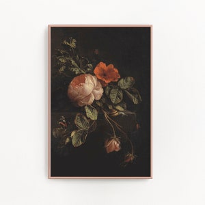 Floral Wall Art, Rose Art Antique Oil Painting Downloadable Prints, Vintage Rose Painting, Bedroom Decor, Eclectic Wall Art Download