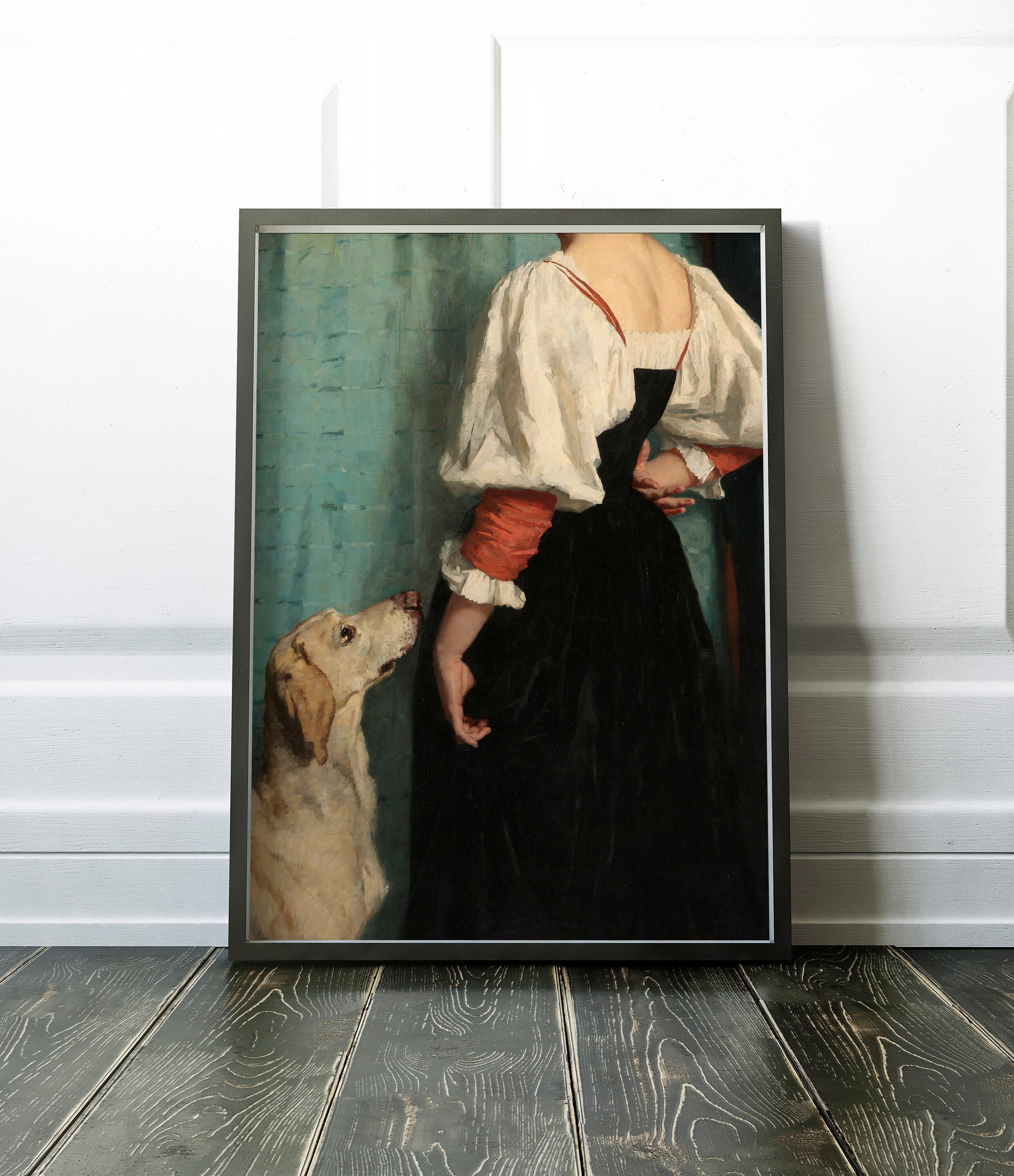 Woman and Dog Painting Altered Vintage Portrait Painting | Etsy