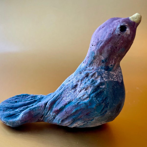 Small Blue Bird Ceramic Sculpture