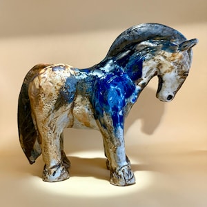 Ceramic Horse Sculpture -- War Horse