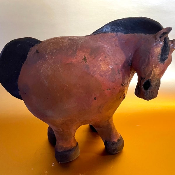 Raku Ceramic Horse Sculpture Rattle