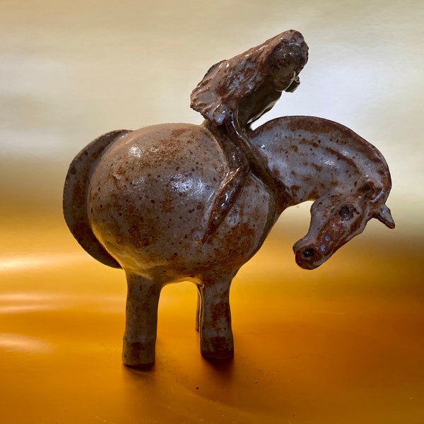 Ceramic Horse Sculpture--Woman and Horse Friends