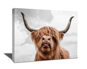 Art Print Highland Cow Poster Painting Decor Wall Art Christmas Gift A4 A3 A2 A1