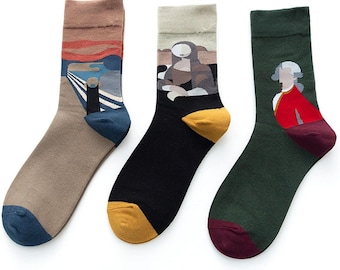 Mona Lisa Art Socks, Combed Cotton Blend, UK 4-11