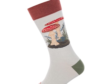 Retro Mushroom Premium Cotton Socks |  Gift | Cute Socks | Funky Socks | Novelty Socks | Size UK 7-12 Gift