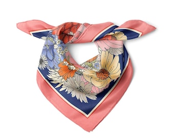 Flower Garden Satin Bandana Scarf | Pink