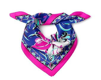 Flower Dancing  Satin Bandana Scarf | Purple