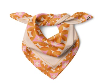 Circle design Satin Bandana Scarf | Brown