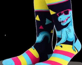 Dinosaur T- Rex Cotton Socks | Gift Idea Funky Socks | Funny Socks | Cute Socks | Skateboard | UK Size 7-11