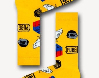 PUBG Socks | Unisex Combed Cotton Funky Socks (Size UK 5-10)
