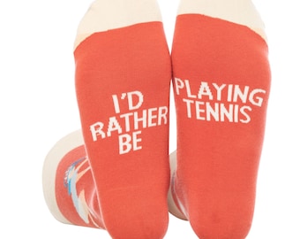 I'd Rather Be PLAYING TENNIS - Funny Socks Novelty Gifts for Men, Women | Combed Cotton Socks Size UK 7-12 | Funny socks for tennis lover