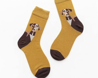Dog Print Cotton Blend Socks, London Design (UK 4-11)