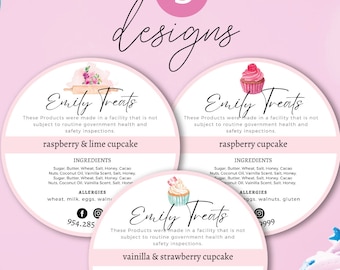 Food Label Ingredients 3 Designs - Digital File - Editable Cottage Food Label, Ingredients Label Canva Editable, Printable  Label