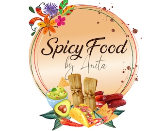 Mexico Style Spicy Food Logo Design, Tamales, Tacos, Chamoy (Digital Download)